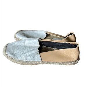 Rebecca Minkoff White/ Tan Snake Embossed Print Leather Espadrille Size 6